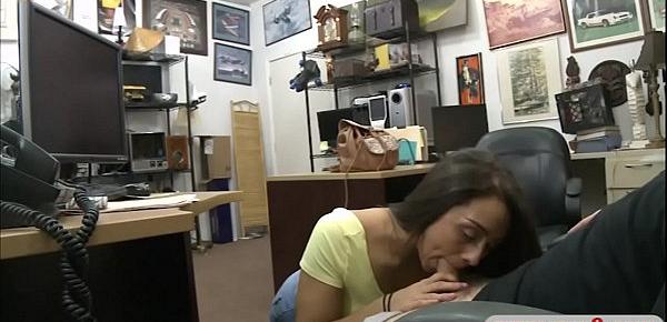  Tight brunette babe drilled by pawn guy at the pawnshop